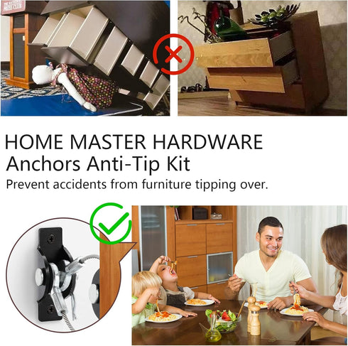 Furniture Anchors Anti-Tip Kit (6 Pack)- Furniture Straps for Baby Proofing, Secure 400 lbs Cabinet Prevent Falling Prevention Strap, Wall Anchor ...
